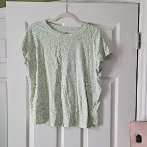 crown & ivy Light Green Floral Short Sleeve Tee